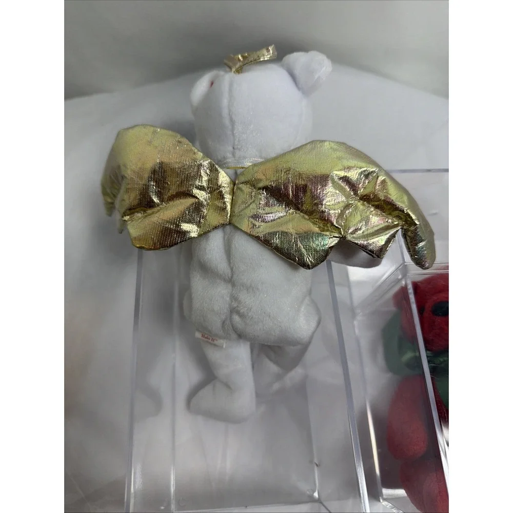 2 Ty Beanie Baby, Mistletoe, And Halo II Tagged With Protectors Display Boxes